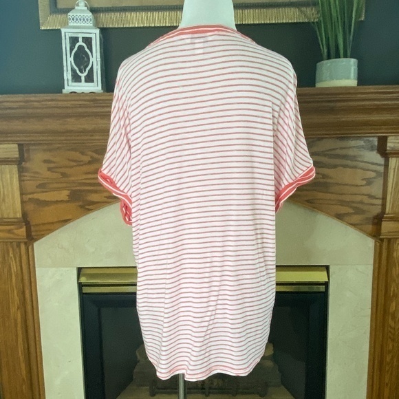 Liz Sport V-Neck Short Sleeve Striped Top Sz. XL - Picture 7 of 10